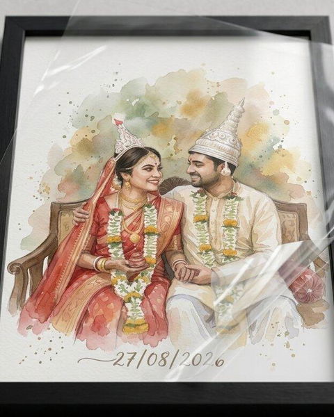 Water Splash Couple Portrait — Personalized Anniversary & Valentine Gift | Canvas & Acrylic Print India