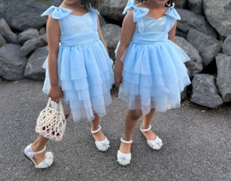 TinyTulle Baby Girls Pink Tulle Princess Dress with 3D Bow Detail & Layered Cake Skirt