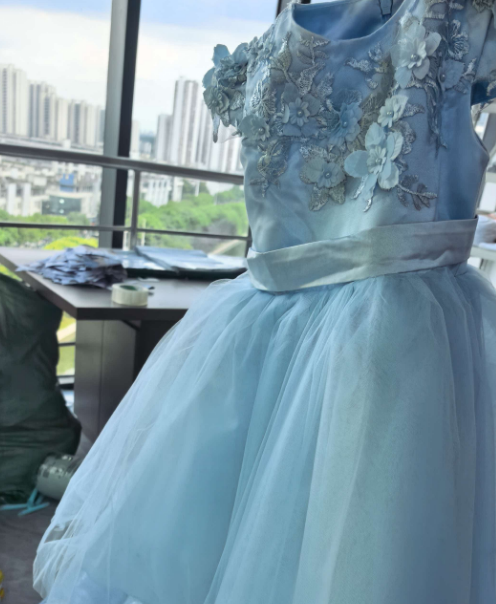 TinyTulle White Satin Tulle Tea-Length Flower Girl Dress for First Communion & Wedding