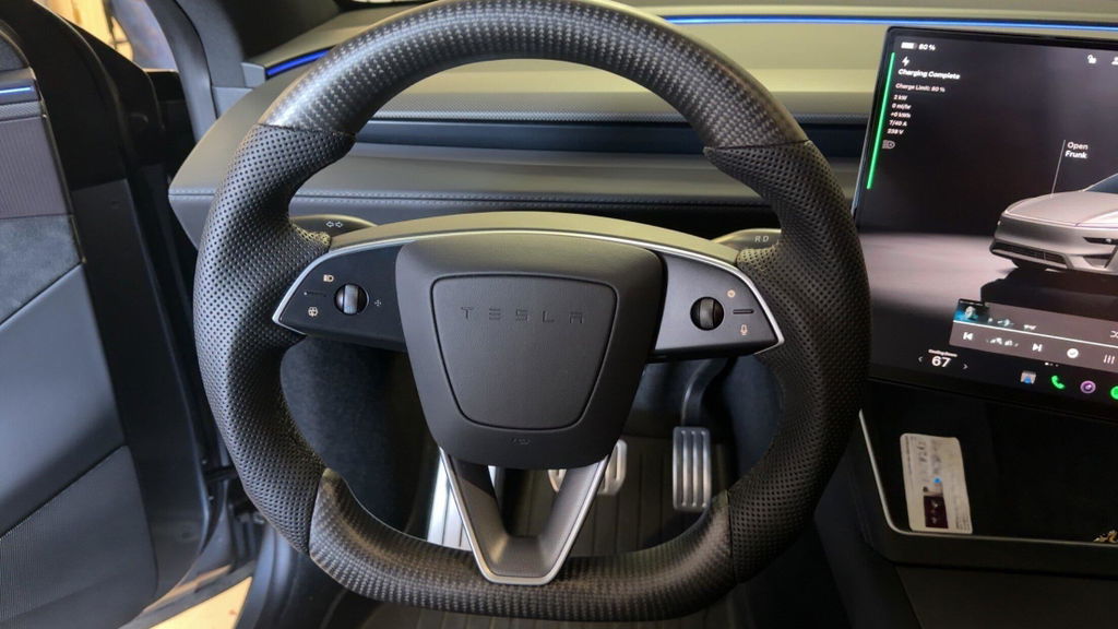 Customized Sport Round Heated Real Carbon Fiber Steering Wheel For Model 3/Y/Highland/Juniper/Standard