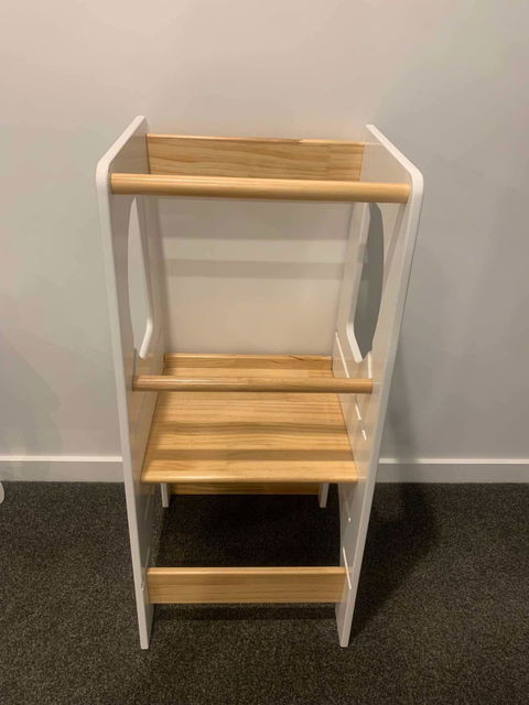 Toddler Tower Montessori Style Kitchen Helper (White Compact)