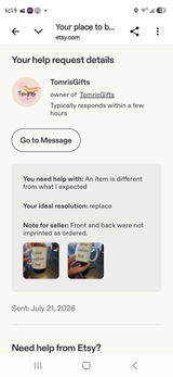 Etsy customer review photo