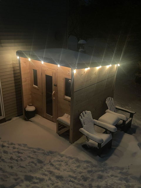 Customer photo 1 from Bobby E.'s review of the True North 5-Person Outdoor Traditional Cabin Sauna