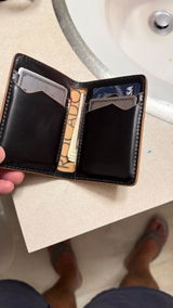 Shell Cordovan Wallet, Vertical Leather Bifold Wallet, Minimalist Slim Luxury Wallet