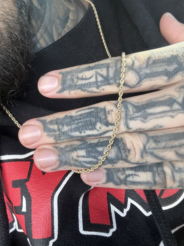 Photo from Troy A.'s review of the 14K Yellow Gold Hollow Rope Chain 2mm 64541