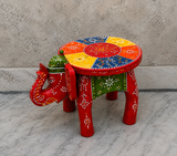 Handcrafted & Hand Painted Wooden Elephant Stool – 6 Inch