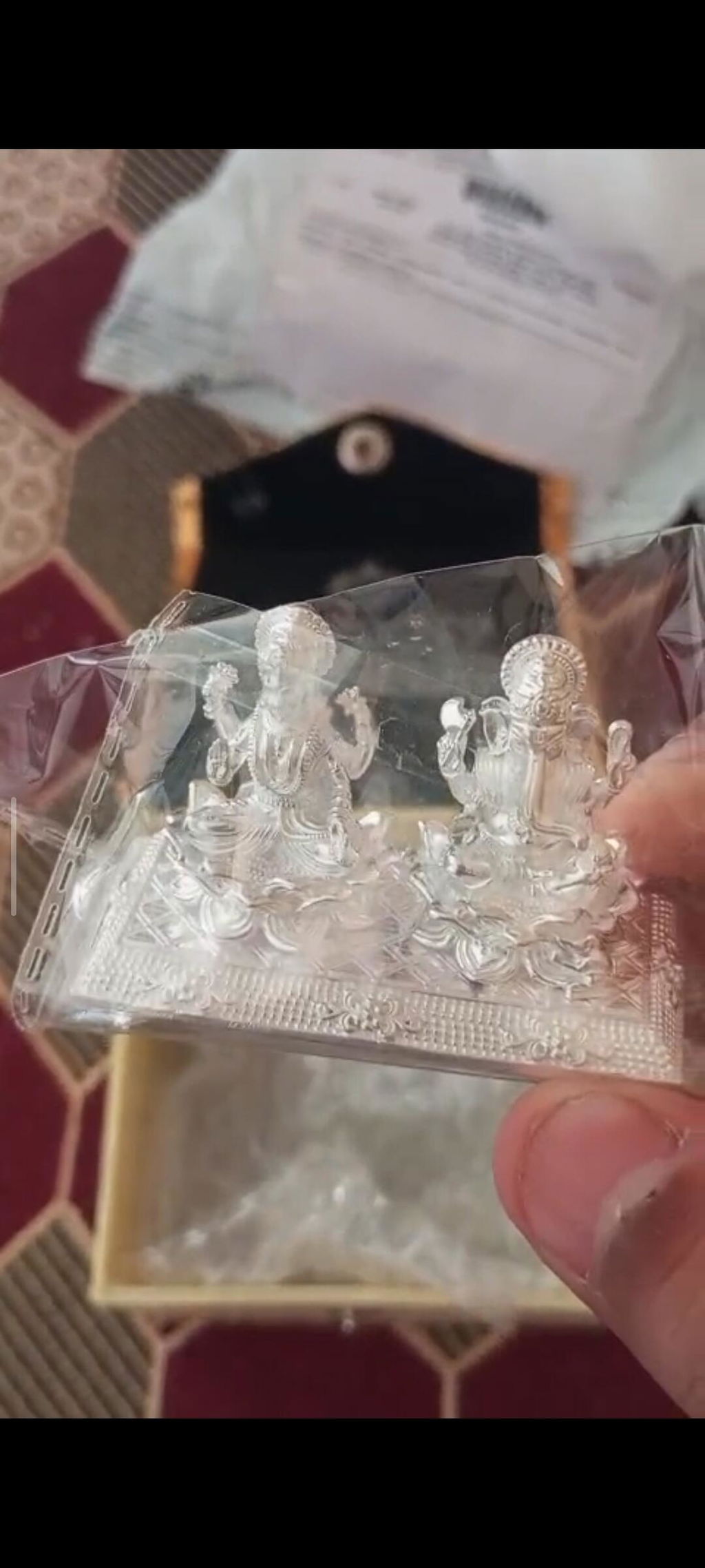 1.2" 925 Sterling silver Lakshmi and Ganesha statue, puja article figurine, Diwali puja brings joy, hope, and wealth to the owners art726