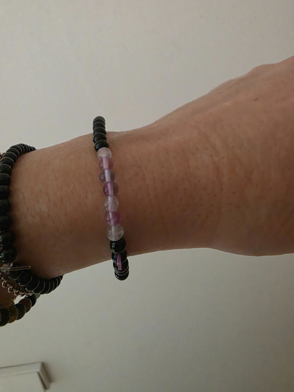 Pulsera Obsidiana Negra con Fluorita ~ Protección y Claridad Energética ~ 4 mm