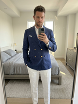 The Coastal Regent Double-Breasted Linen Sport Coat | Navy Linen Sport Coat