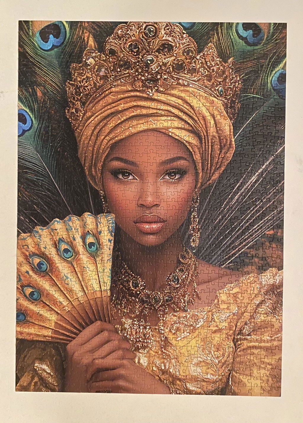 Golden Queen with Peacock Fan Jigsaw Puzzle
