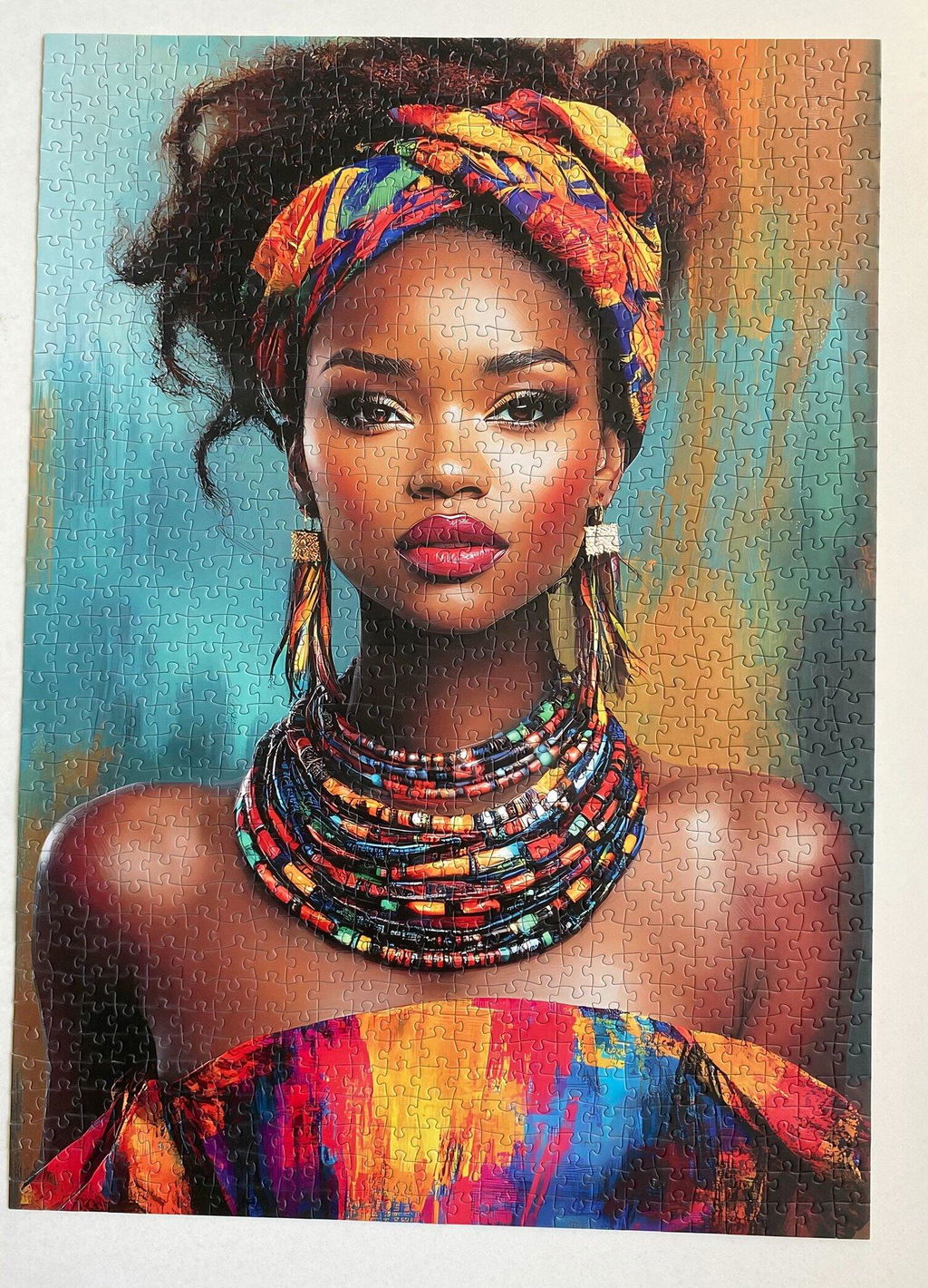 African Beauty in Vibrant Attire Jigsaw Puzzle