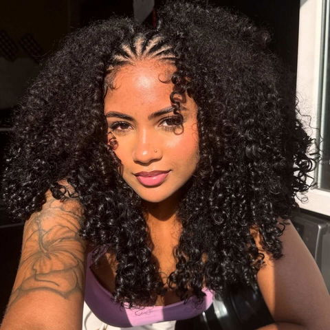 HOT ! 300% Dense Pixie Curly 3 In 1 Half Wig With Spiral Ends( Can be weared in half wig / headband wig / ponytail )