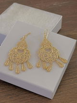 Gold Filigree Chandelier Earrings – Vintage-Inspired 2 3/8 Inch Dangle Earrings