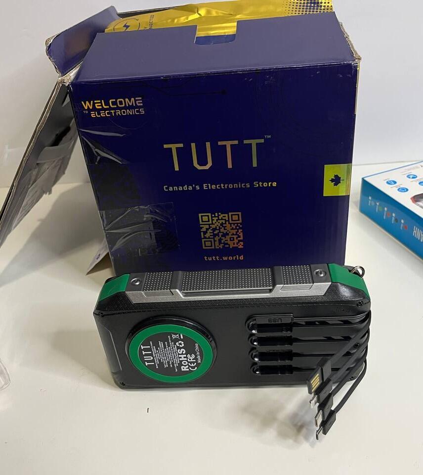 TUTT Solar Power Bank 30,000mAh Rugged Magnetic Wireless Power Bank | MagSafe Built-in Cable, Flashlight | USB-C/Lightning/Micro-USB S5