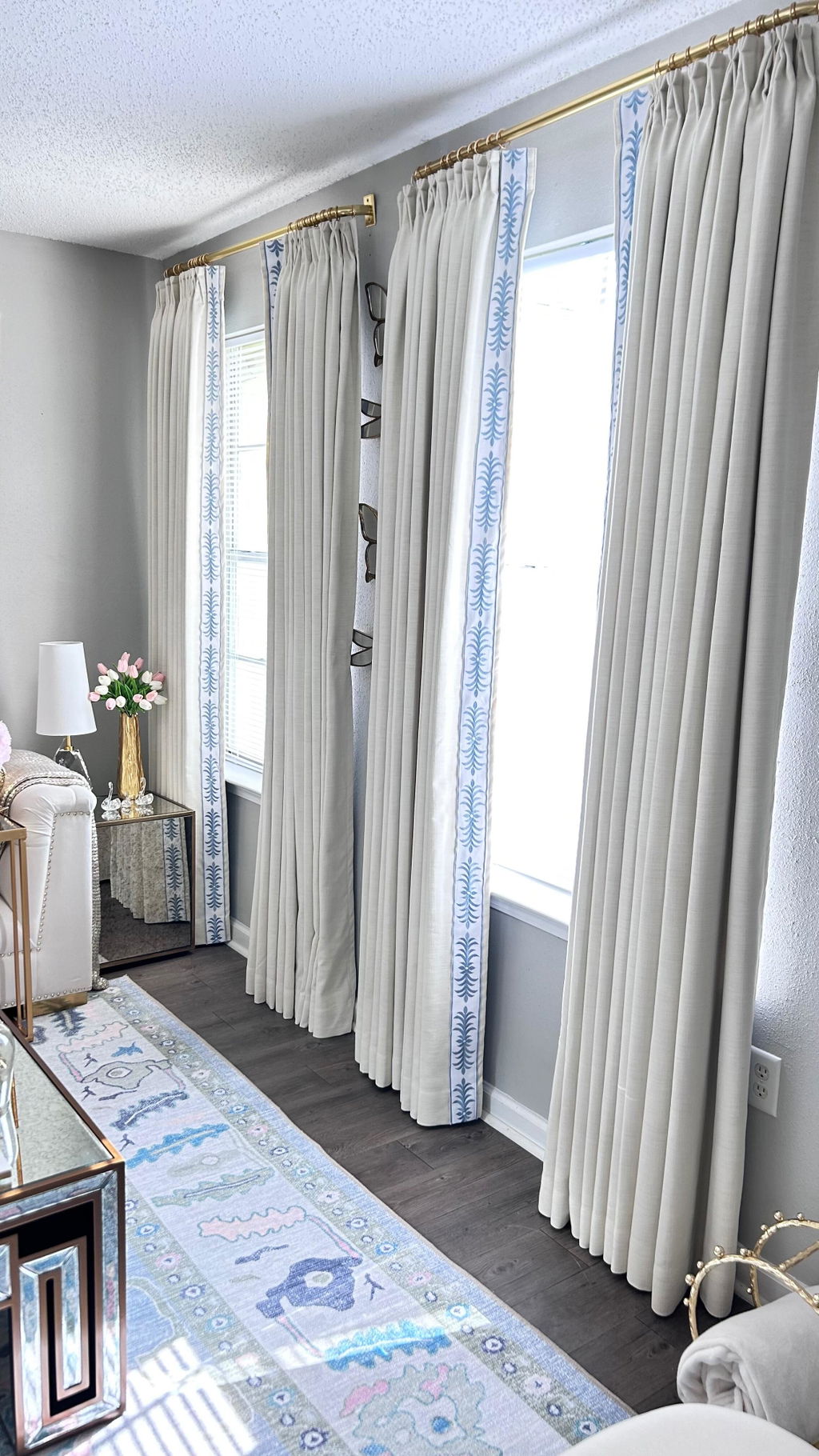 Custom Curtains with Trim Border(Sold per Pair)