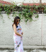 Printed georgette saree having floral embroidery