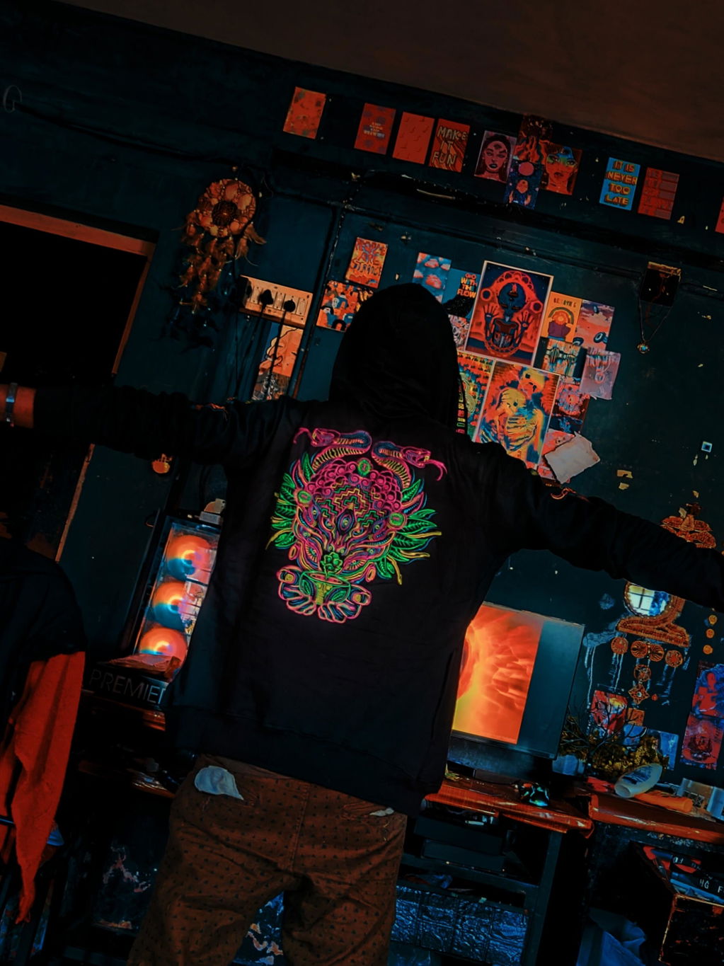 J Skull UV Light Reactive Plus Glow in Dark T-Shirt
