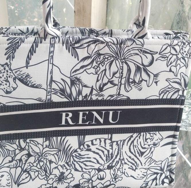 Black & White Animal Printed Customised Box Tote Bag