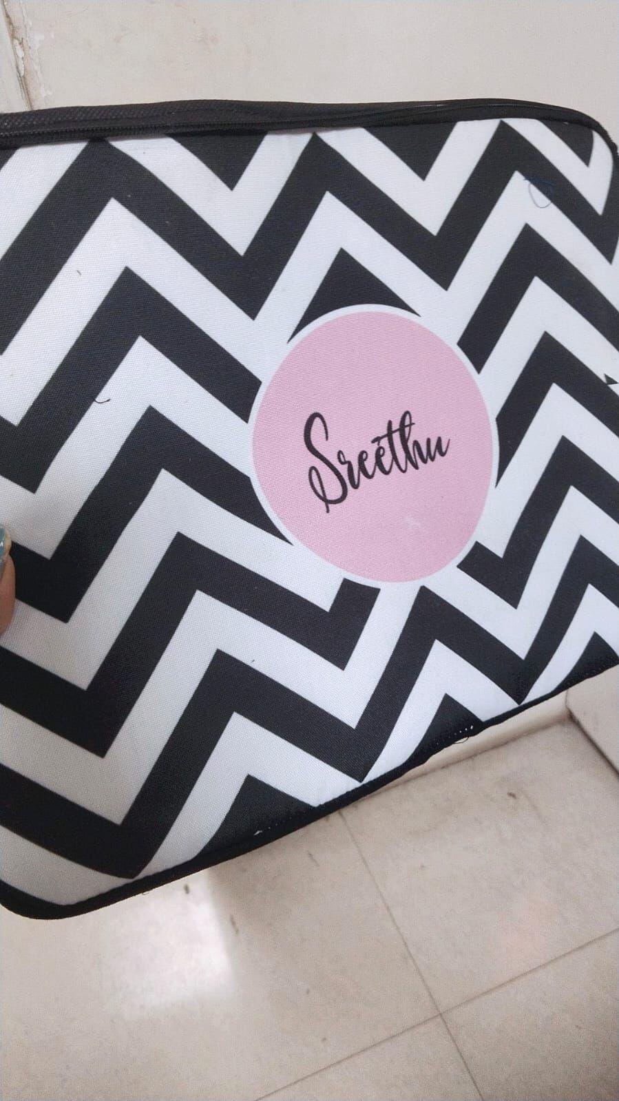Black Printed Personalised Laptop Sleeve/Cover
