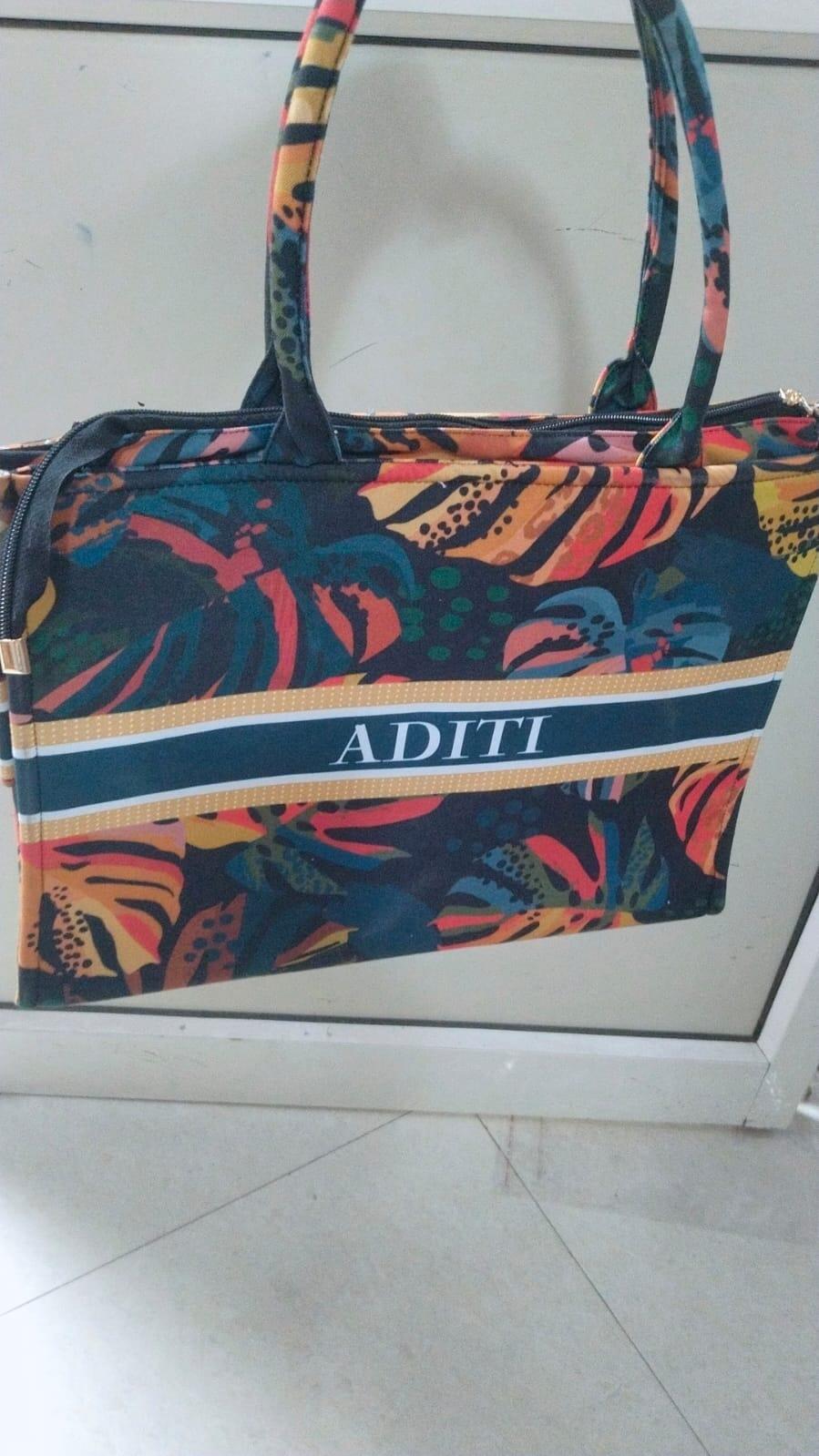 Customized Leaf Printed Blue Handheld Box Bag