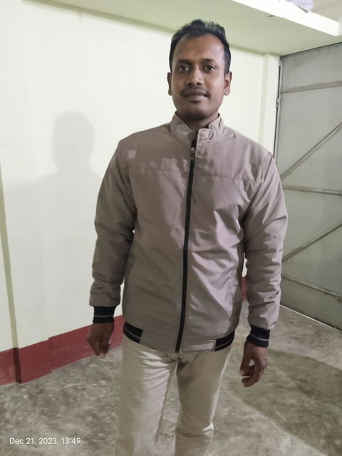 Golden winter jacket with stripes