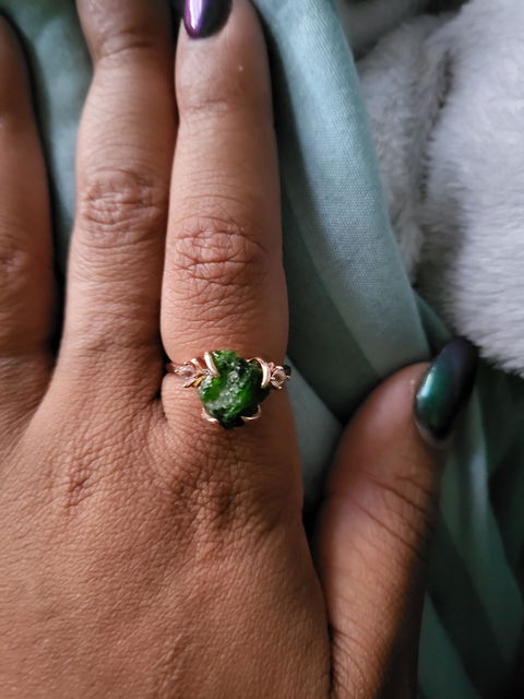 Raw Green Tourmaline Ring