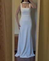 Sheath Silhouette Crepe Wedding Dress With Square Neck Bethany