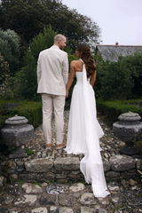 Two Piece Chiffon Corset Reception Dress Crystal | Simple Wedding Dress