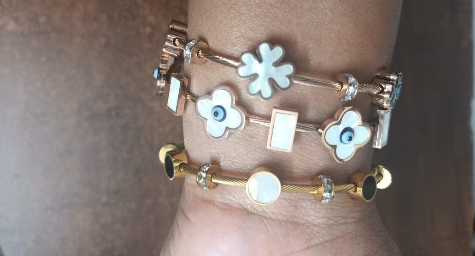 Classic Flower Bangle | Demi-Fine | Gold Plated | Openable