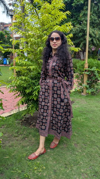 Customer photo of Kaashi Black Ajrakh Shirt Dress