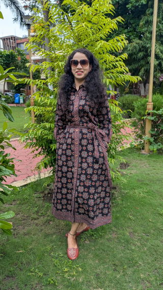 Customer photo of Kaashi Black Ajrakh Shirt Dress