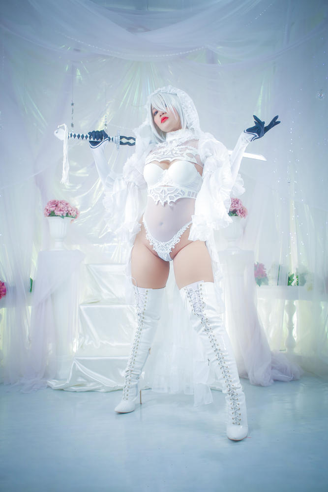 Special Discount】 Uwowo 2B White Wedding Dress Bride Cosplay