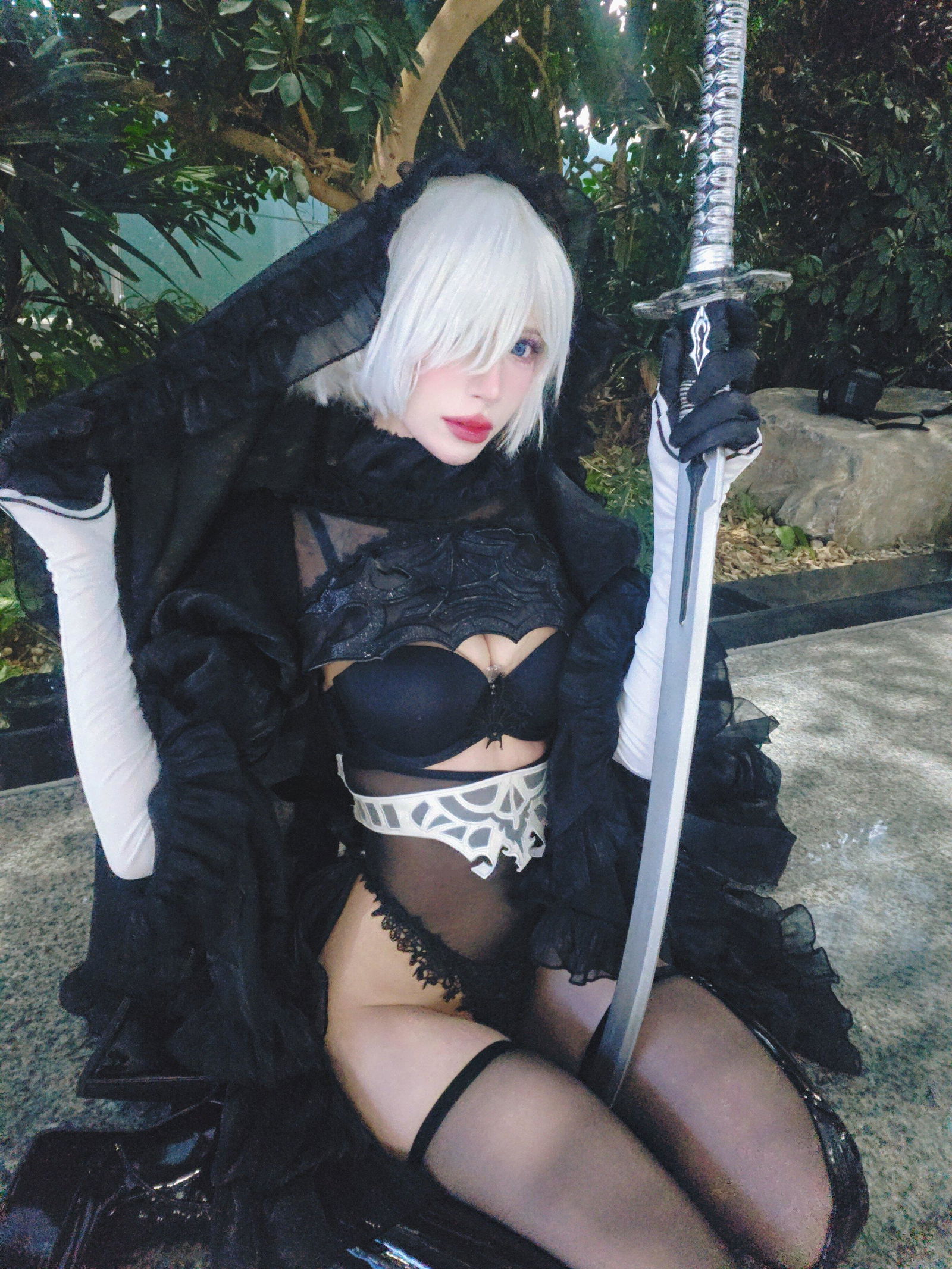 INSTOCK S-3XL Uwowo 2B Black Wedding Dress Bride Cosplay Costume