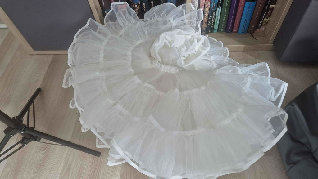 Uwowo Universal Black White Petticoat Crinolines Genshin Impanct Maid Ver. Best Match Petticoat Adjustable Bustle Pannier