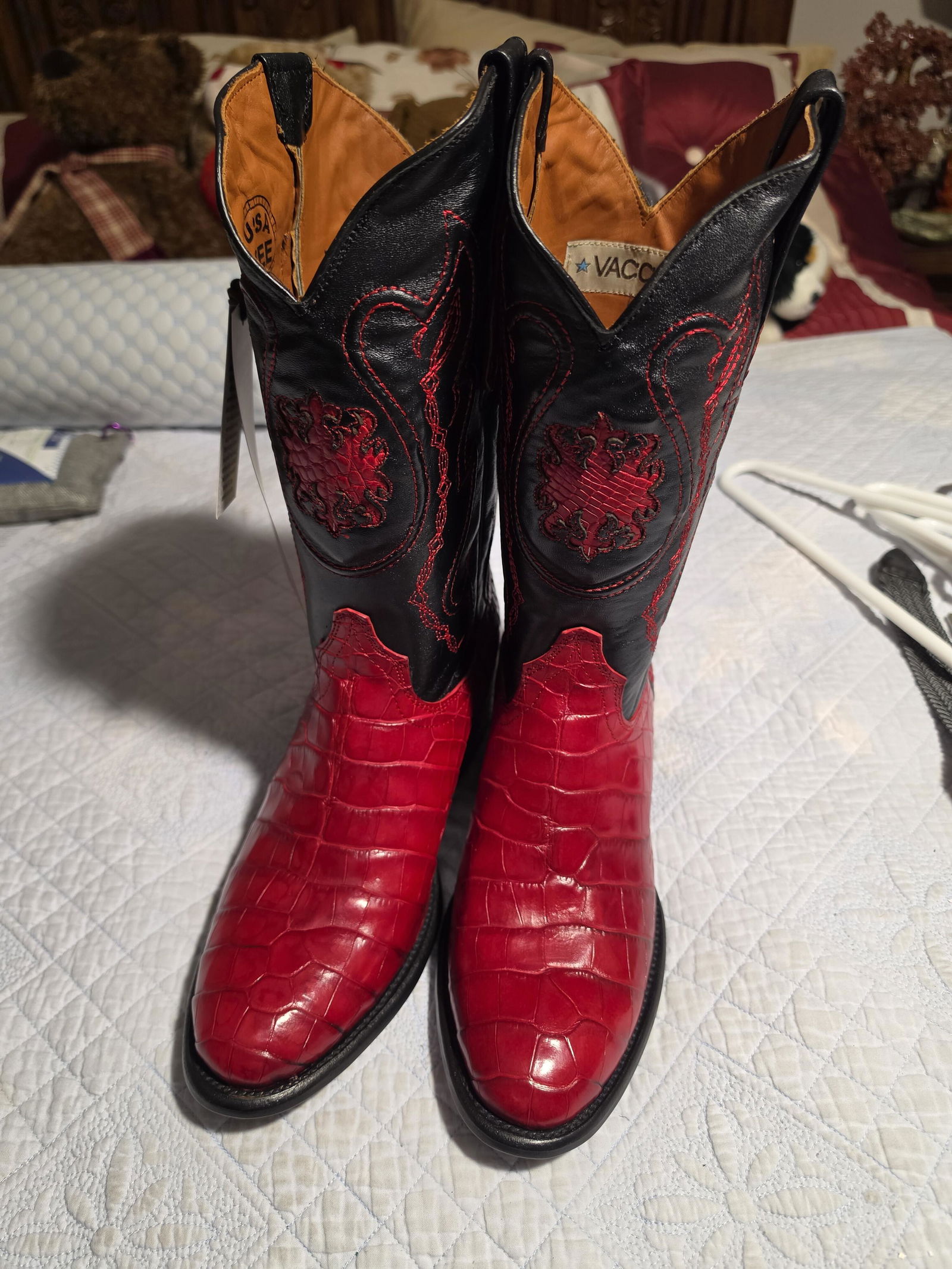 Men's Black Cherry American Alligator Cowboy Boots | Vaccari
