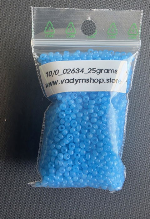 10/0 02634 Preciosa Czech Glass Seed Beads Rocailles 2.3mm. Blue Alabaster - Solgel dyed.