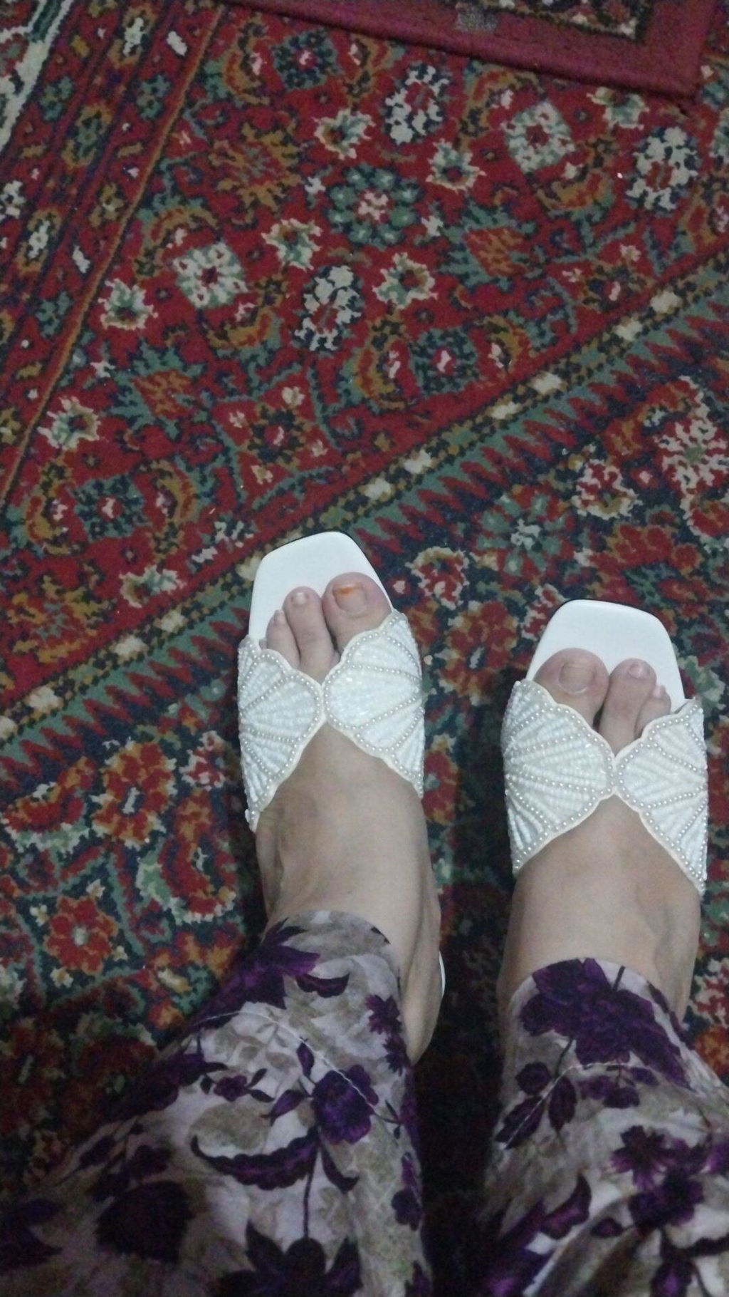 Sarah Embroidery Pearl Heel