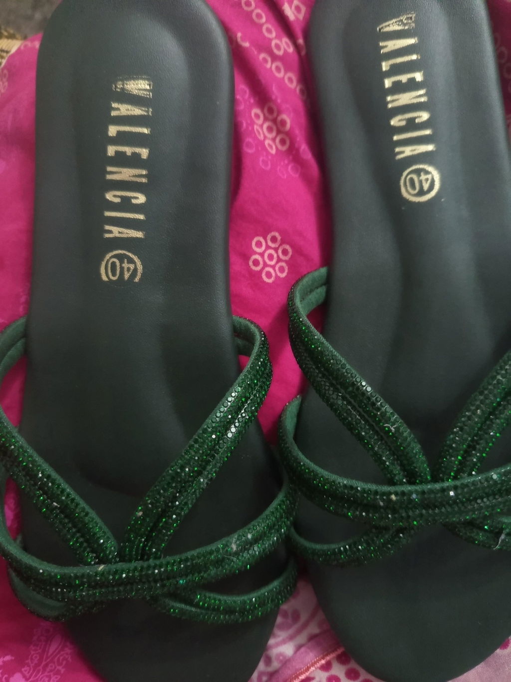Emerald Rhinestone Slipper