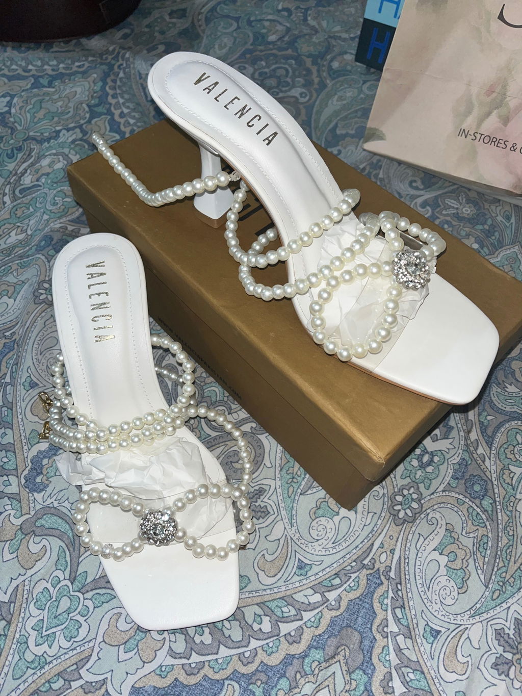Crystal Pearl Ankle Heel