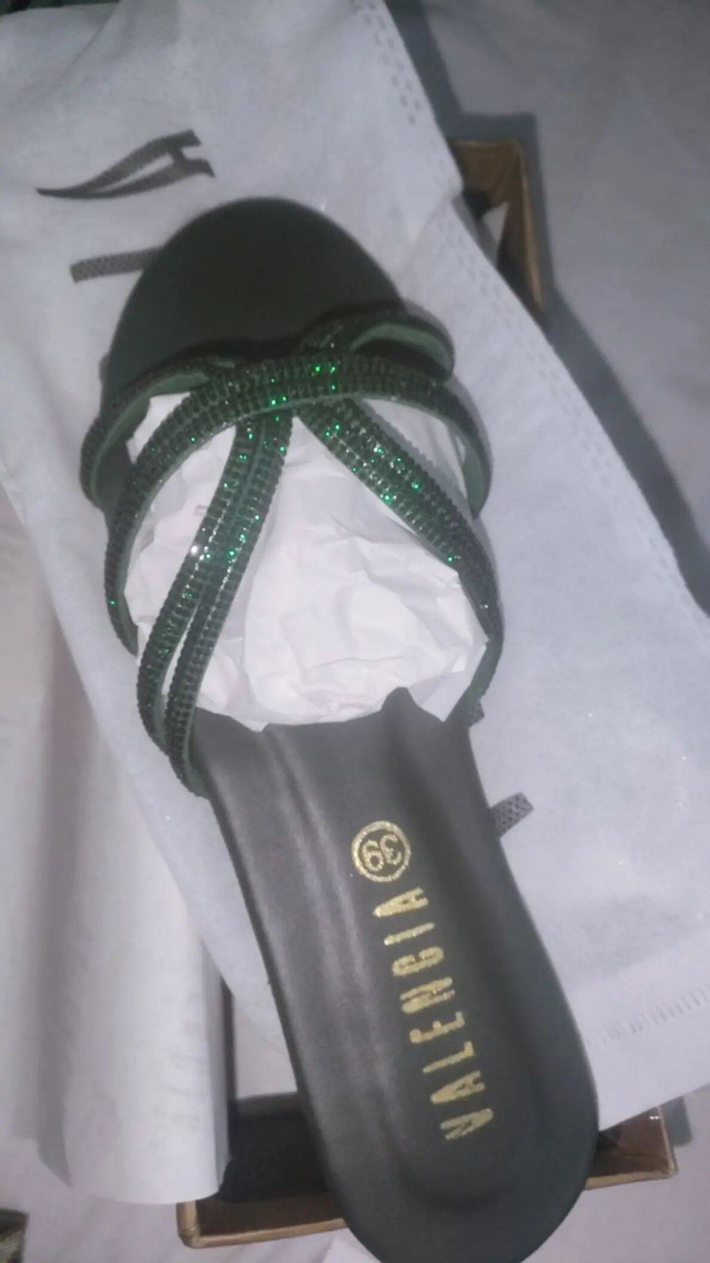 Emerald Rhinestone Slipper