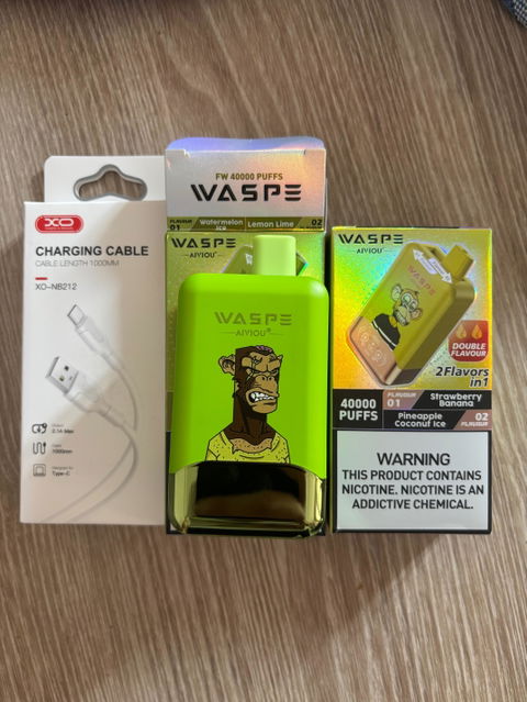 Vaper 40.000 Puffs con pantalla led - Recargable Tipo C sabor helado de Sandía + Lima Limón - Larga Duración y Doble Sabor (Sin Nicotina)