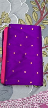 Silk Blend Nauvari Paithani Saree – 9 Yard Kashta Saree with Copper Zari Butti & Peacock Pallu | Wedding Wear