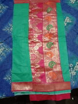 Silk Blend Nauvari Paithani Saree – 9 Yard Kashta Saree with Copper Zari Butti & Peacock Pallu | Wedding Wear