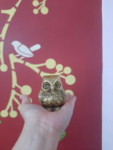 Owl Pair Vintage Miniature Showpiece, Brass Metal | VARYRA