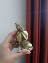 Buddha Resting Miniature Showpiece, Brass Metal | VARYRA