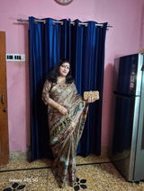 Taupe kalamkari saree review photo