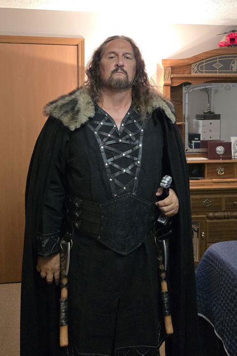 LIMITED EDITION Viking Tunic - Black with Leather Trim & Rivets