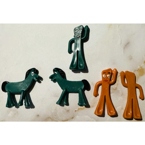 Vintage Gumby & Pokey Figurines 🟢 Bendable Toy Set – Vintage and
