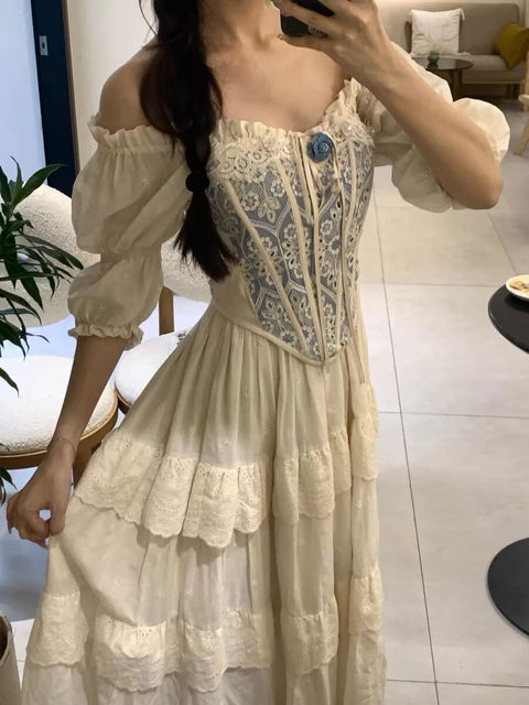 Delicate Embroidery Boned Corset + Dress
