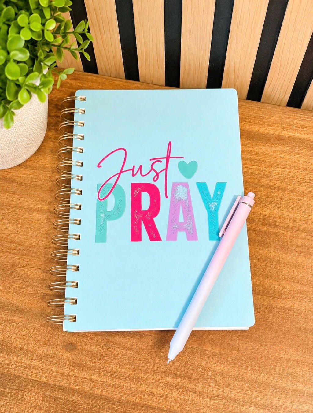 Just Pray Pink Teal UV DTF Decal
